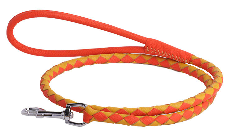 Round braided soft leather leash