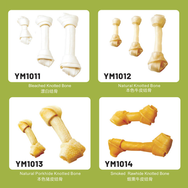 Pet Premium Dog Chews Rawhide or Porkhide Knotted Bones with Duck or Chicken Different Sizes Pet Food